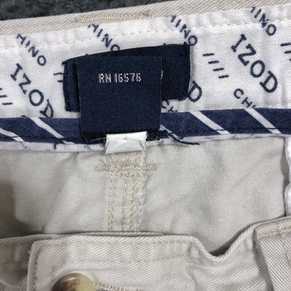IZOD Chino Pants Men 44x26 Beige Straight Leg Cotton Stone Khakis - Picture 11 of 12